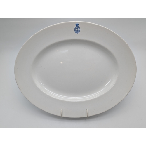 277 - Royal Navy Issue White Serving Platter  A large oval white ceramic serving platter bearing Royal Nav... 