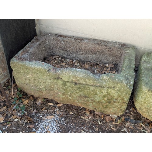 3 - A substantial likely South West granite trough, hewn from a single block with a deep rectangular bas... 