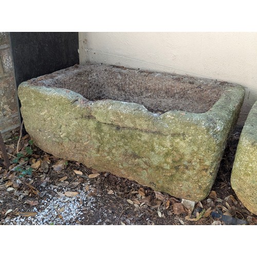 3 - A substantial likely South West granite trough, hewn from a single block with a deep rectangular bas... 