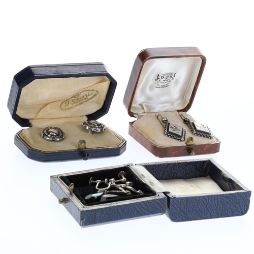 Antique Silver Earrings including Art Deco pieces.