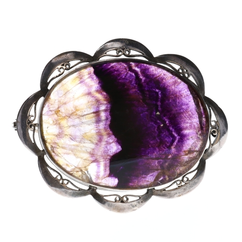Silver 925 Blue John Brooch