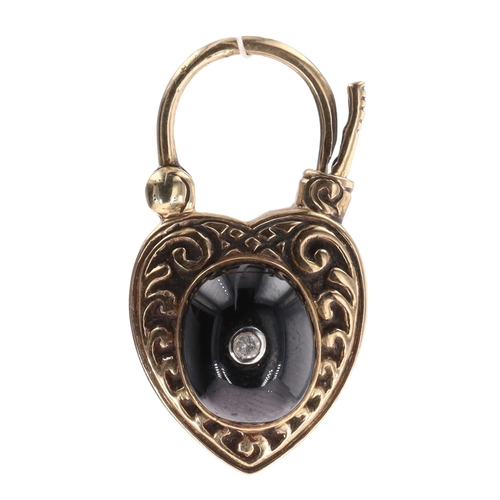Gold Diamond and Garnet Heart Padlock