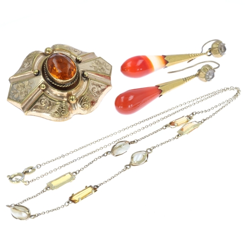 Antique Yellow Metal Jewellery Collection including Victorian Pieces
