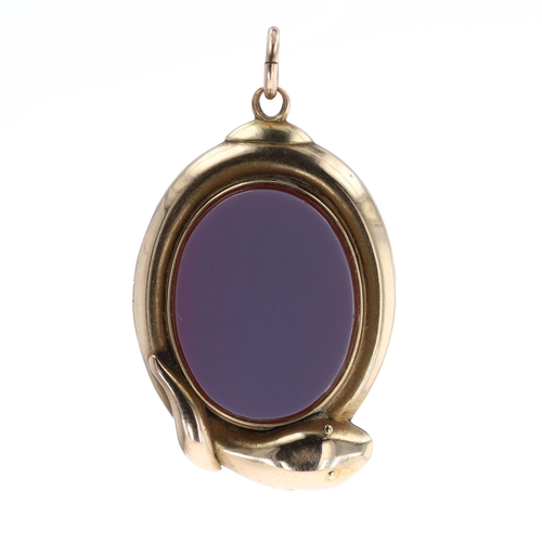 Victorian Agate Gold Snake Locket