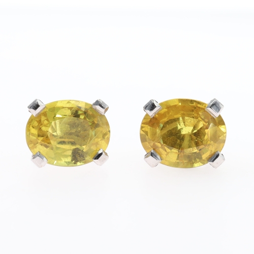 White Gold Yellow Sapphire Stud Earrings