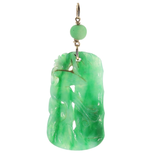 Jade Carved Yellow Metal Pendant