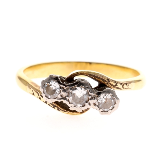 Diamond Trilogy Gold Bypass Dress Ring