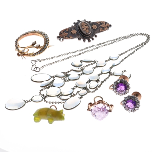 Antique Jewellery Assortment including Victorian and Moonstone