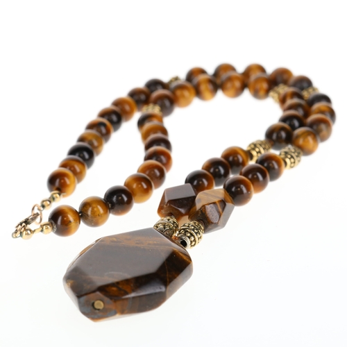 Tigers Eye Yellow Metal Clasp Necklace