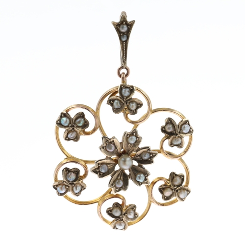 Gold Seed Pearl Pendant