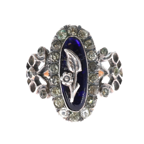 Antique Gold Paste with French Blue Enamel Ring