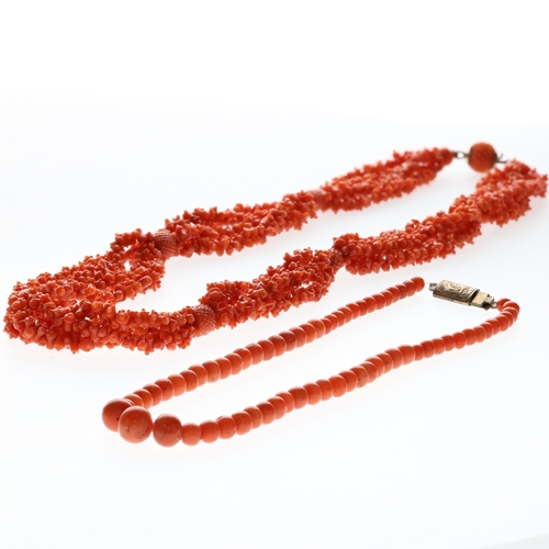 Antique Gold Clasped Coral Necklaces