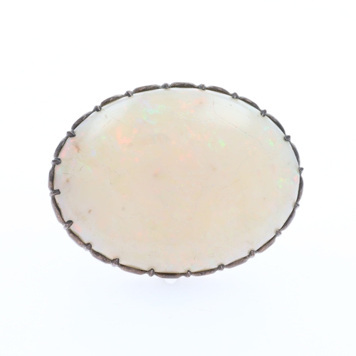 Antique Opal Cabochon Yellow Metal Brooch