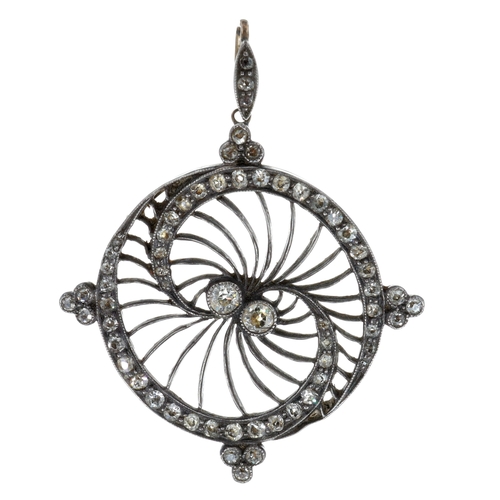 Diamond Gold Swirl Pendant