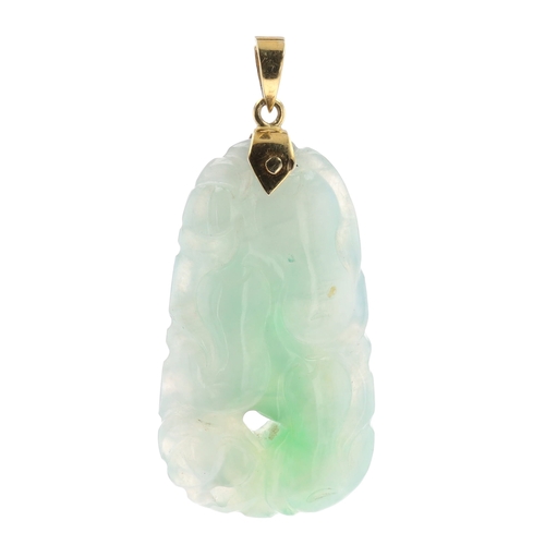 Jadeite Carved Pendant with 14ct Gold Bail