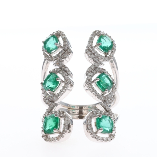Emerald & Diamond 18ct White Gold Cocktail Ring