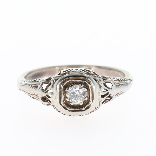 Diamond Platinum and 18ct White Gold Solitaire Ring