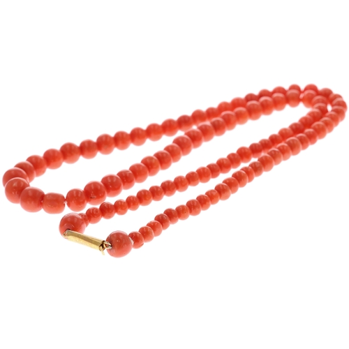 Antique Coral 9ct Gold Clasp Graduated Necklace