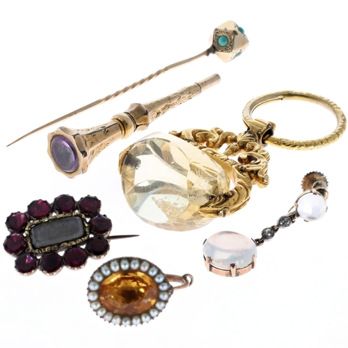 Antique Jewellery Assortment inc. Fobs & Gemstone