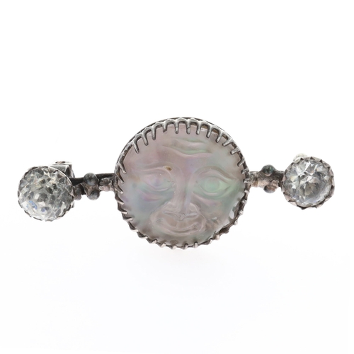 Antique Silver Man in the Moon Brooch