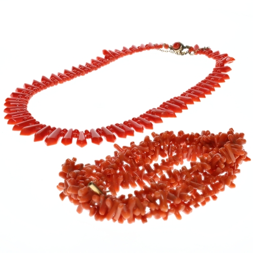 Antique 9ct Gold Clasp Coral Necklace Collection