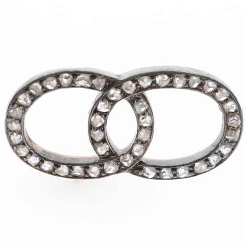 Antique Old Cut Diamond Gold Interlocking brooch