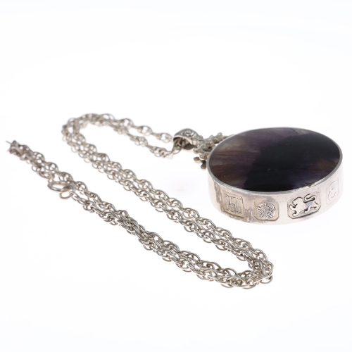 Silver David Scott Walker Blue John Pendant Necklace