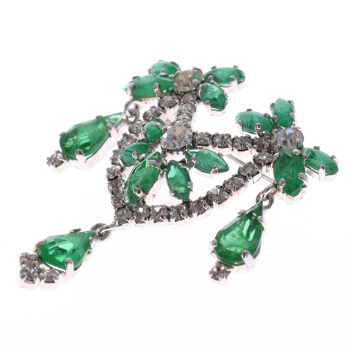Christian Dior Silver Tone Stone Set Brooch