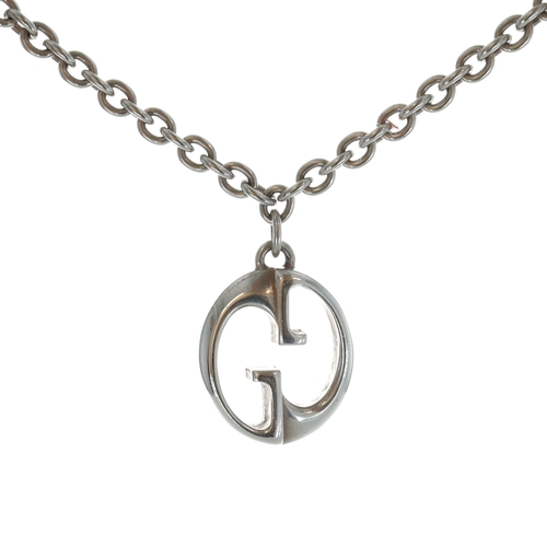 Gucci Sterling Silver Logo Pendant Necklace