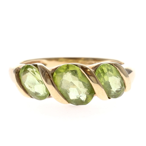 Peridot 9ct Gold Trilogy Ring