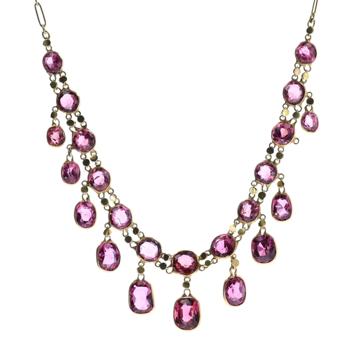Gold Bezel Set Garnet Necklace