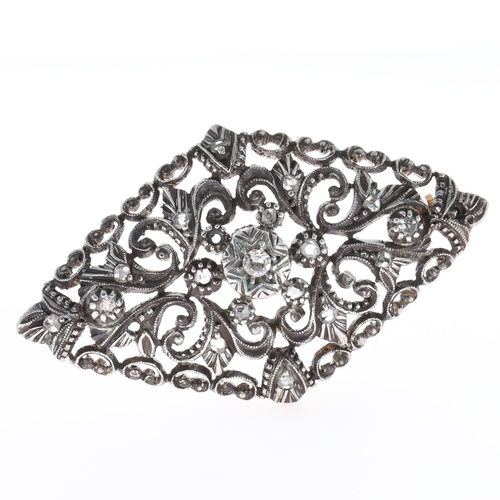 Antique Silver and Gold Backed Diamond Brooch