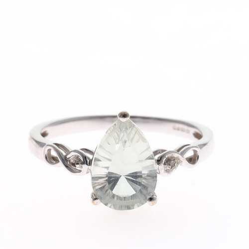 Prasiolite 9ct White Gold Pear Cut Dress Ring