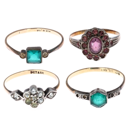 9ct Gold & Silver Stone Set Ring Collection