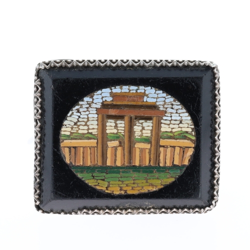 Silver and Rolled Gold Micro Mosaic Brooch