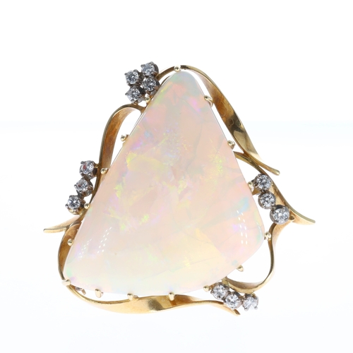 Opal & Diamond 18ct Gold Brooch