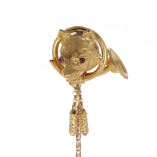 Gold Fox Head Hunting Pin