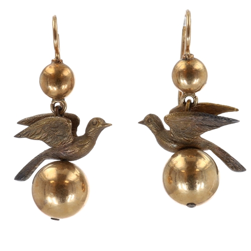Victorian Gold Drop Dove Earrings