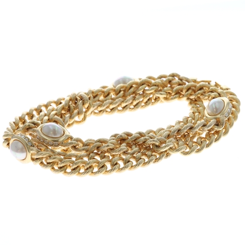 Christian Dior Simulated Pearl Gold Tone Necklace
