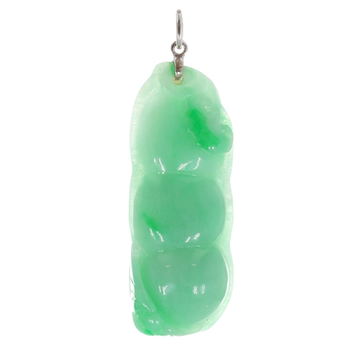 Carved Jade White Gold Pendant
