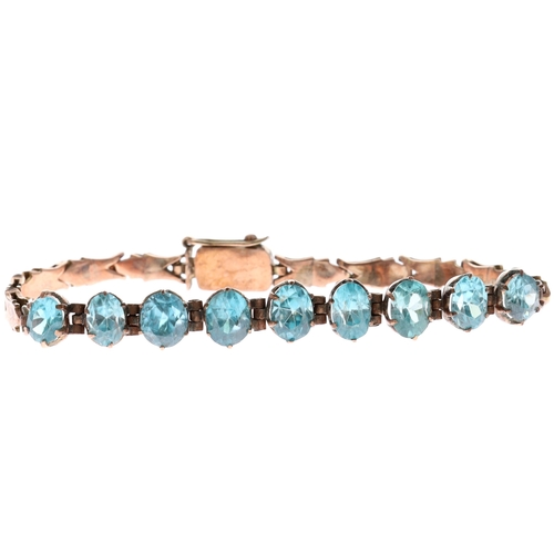 Blue Zircon Gold Graduated Bracelet