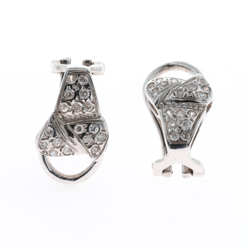 White Gold & Diamond Hinged Back Stud Earrings