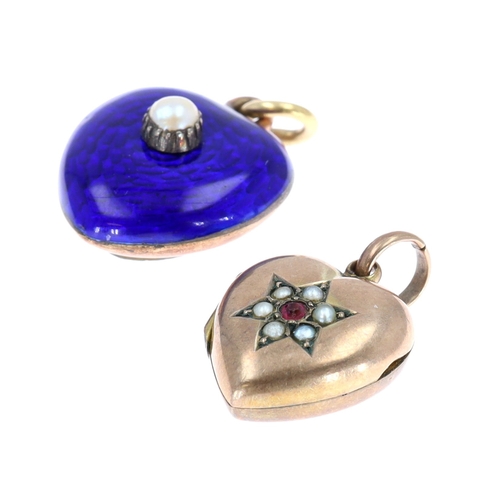 Victorian Gold Mourning Heart Pendants