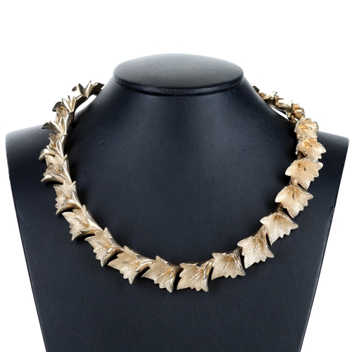 Boucher Gold Tone Foliate Panel Necklace
