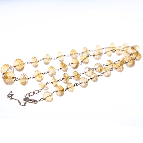 Graduated Citrine Silver Necklace