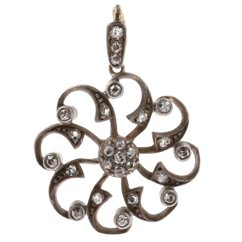 Antique Diamond Silver and Gold Backed Pendant