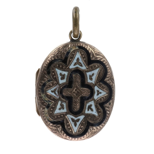 Antique Gold Back & Front Enamel Locket Pendant