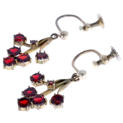 Garnet Screw back Drop Earrings