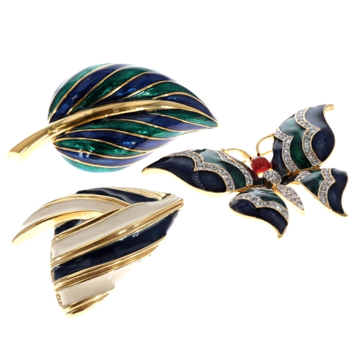 D'Orlan Yellow Metal Enamel Brooch Collection
