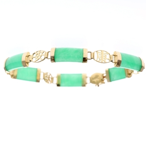 14ct Gold Jade Panel Bracelet